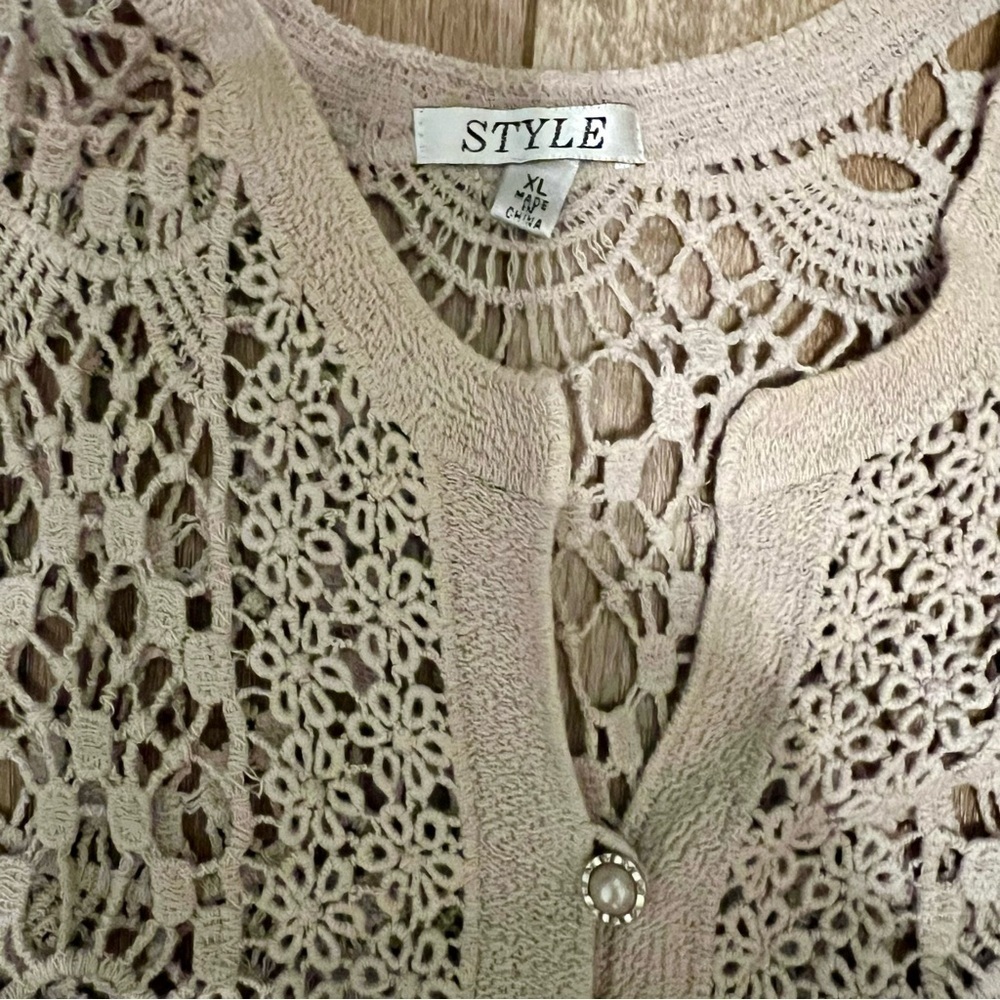 Crochet Lace Tunic Top Size XL - Picture 4 of 5